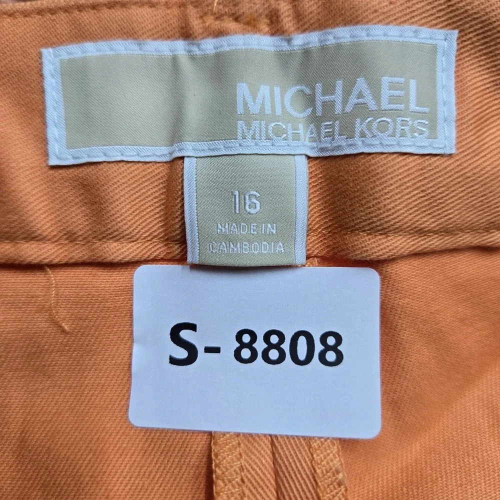 Michael Kors Women Shorts 16 Orange Chino Twill 5